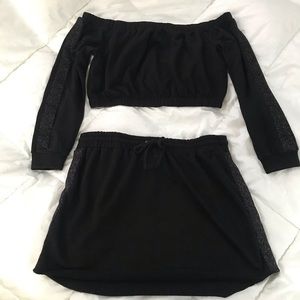 Forever21 plus 0X *2 PIECE Black crop top and skirt